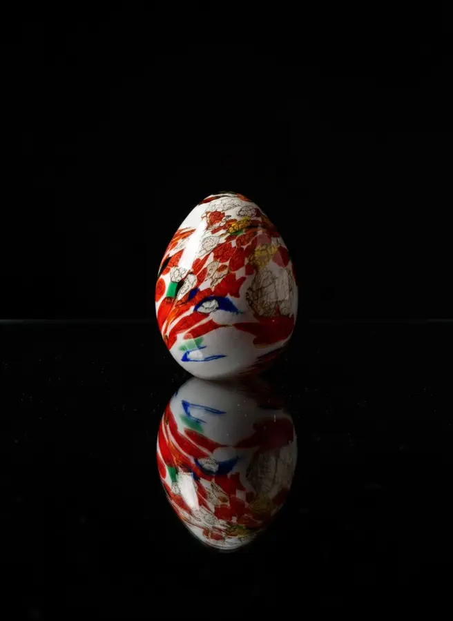 Crimson Bloom glass egg
