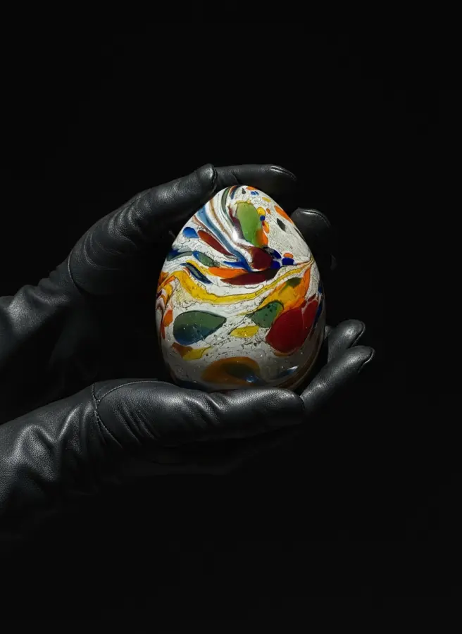 Golden Carnival glass egg