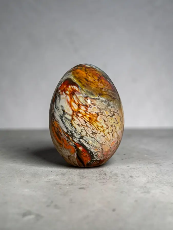 Veined glass on neutral stone